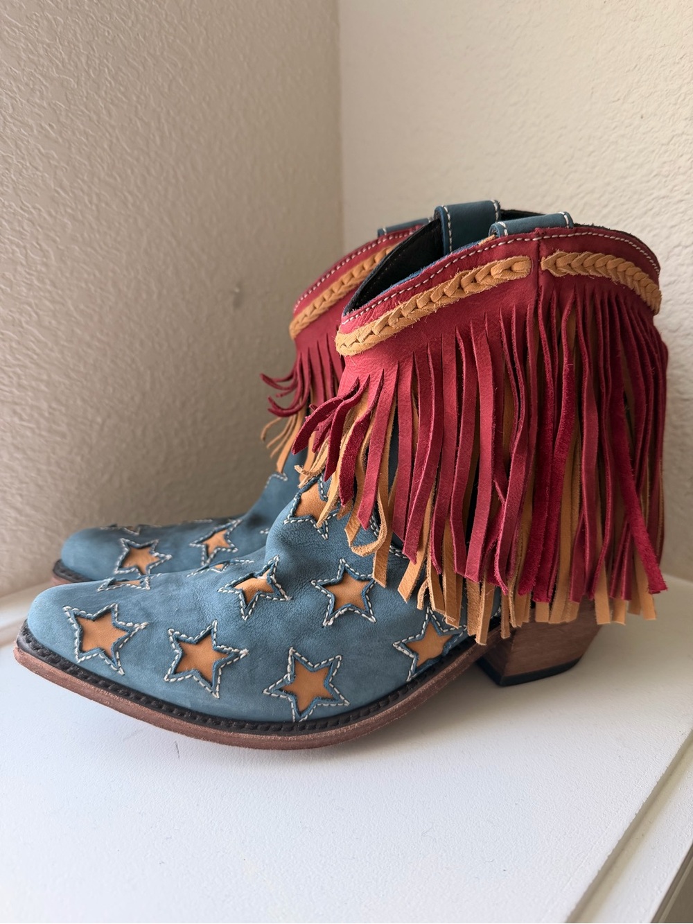 Liberty A Star  Fringe Cutout Ankle Boots